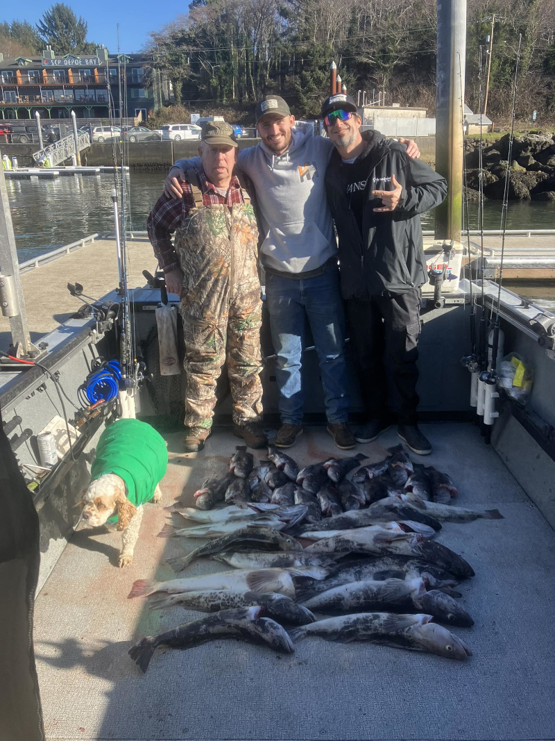 family fishing charter oregon with a cute dog